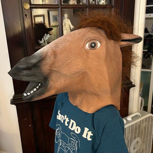 Horse Mask Halloween Cosplay Mr. Ed Full Head One Size, Preowned Perfect - Picture 7 of 8